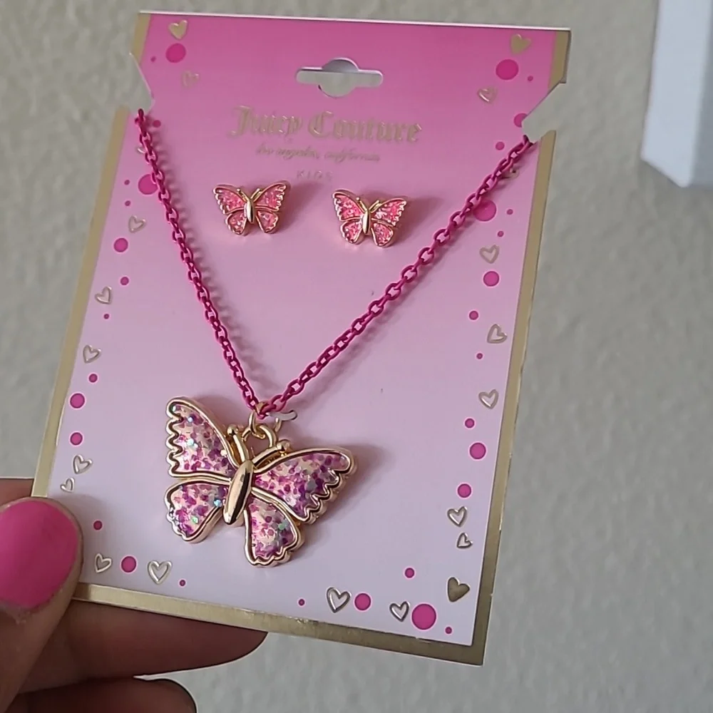 Juicy Couture Butterfly Necklace With Matching Earrings